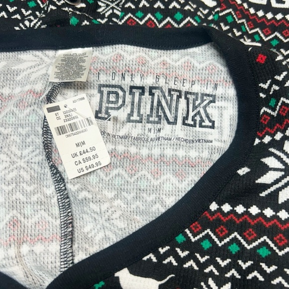 Victoria’s Secret “PINK" Dog Fair Isle One Piece Onesie Long Johns Medium NWT - Picture 4 of 9